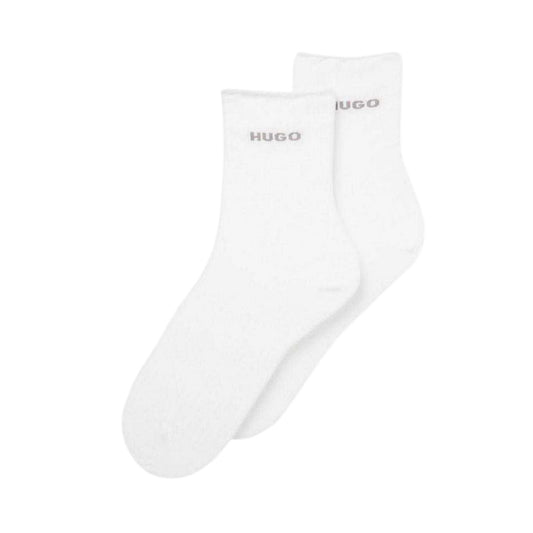 White - Front - Hugo Womens-Ladies Cotton Blend Socks (Pack of 2)