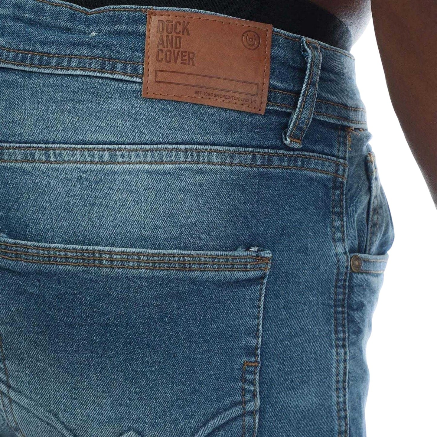 Blue - Side - Duck and Cover Mens Doves Slim Jeans