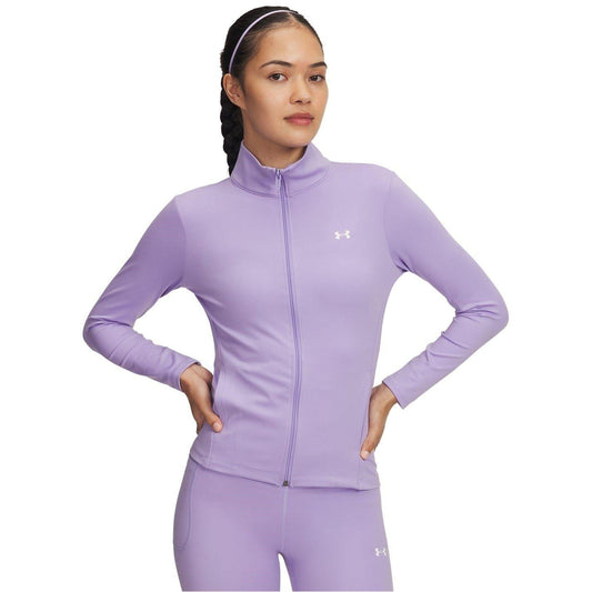 Purple - Front - Under Armour Womens-Ladies Motion EMEA Solid Ribbed Cuff Slim Track Jacket