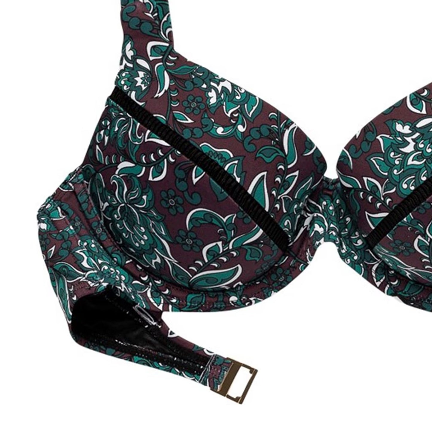 Purple - Side - Panos Emporio Womens-Ladies Floral Bikini Top