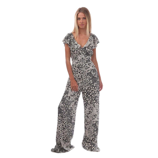 Black-White - Front - Nobody´s Child Womens-Ladies Floral Wide Leg Jumpsuit
