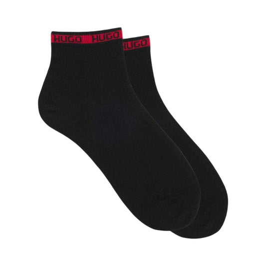 Black - Front - Hugo Mens Cotton Blend Ankle Socks (Pack of 2)