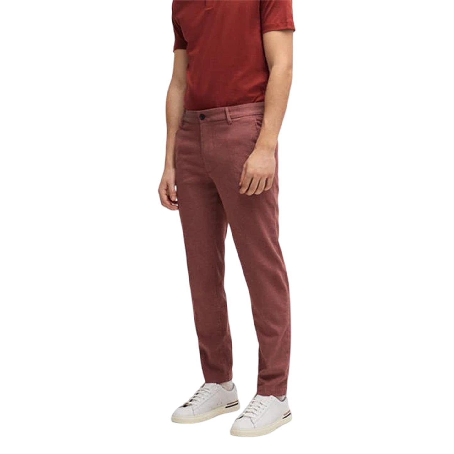 Brown - Side - Boss Mens Kane Flat Fronted Chinos