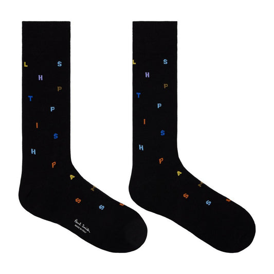 Black - Front - Paul Smith Mens Lettering Crew Socks