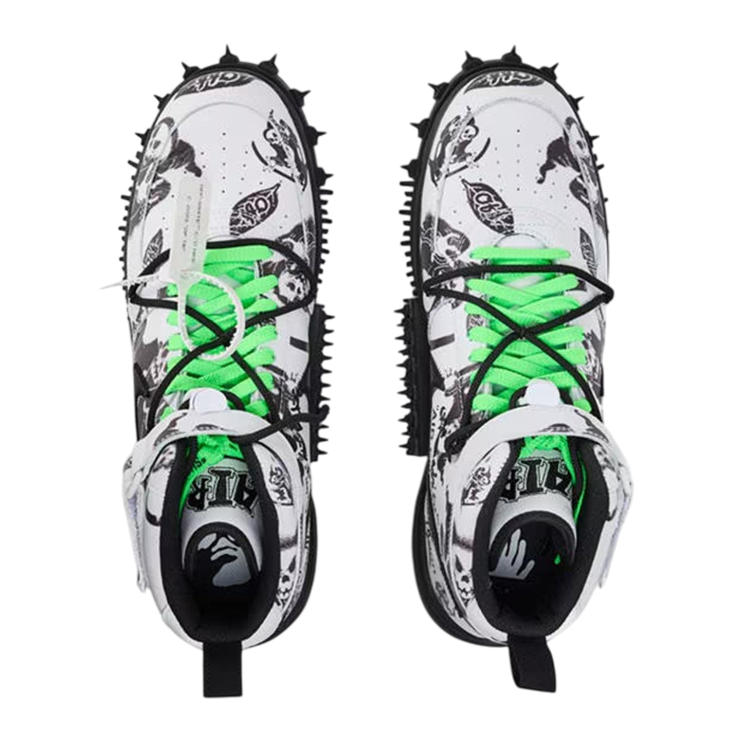 White-Black - Side - Nike Womens-Ladies Air Force 1 Graphic Print Leather Shoes