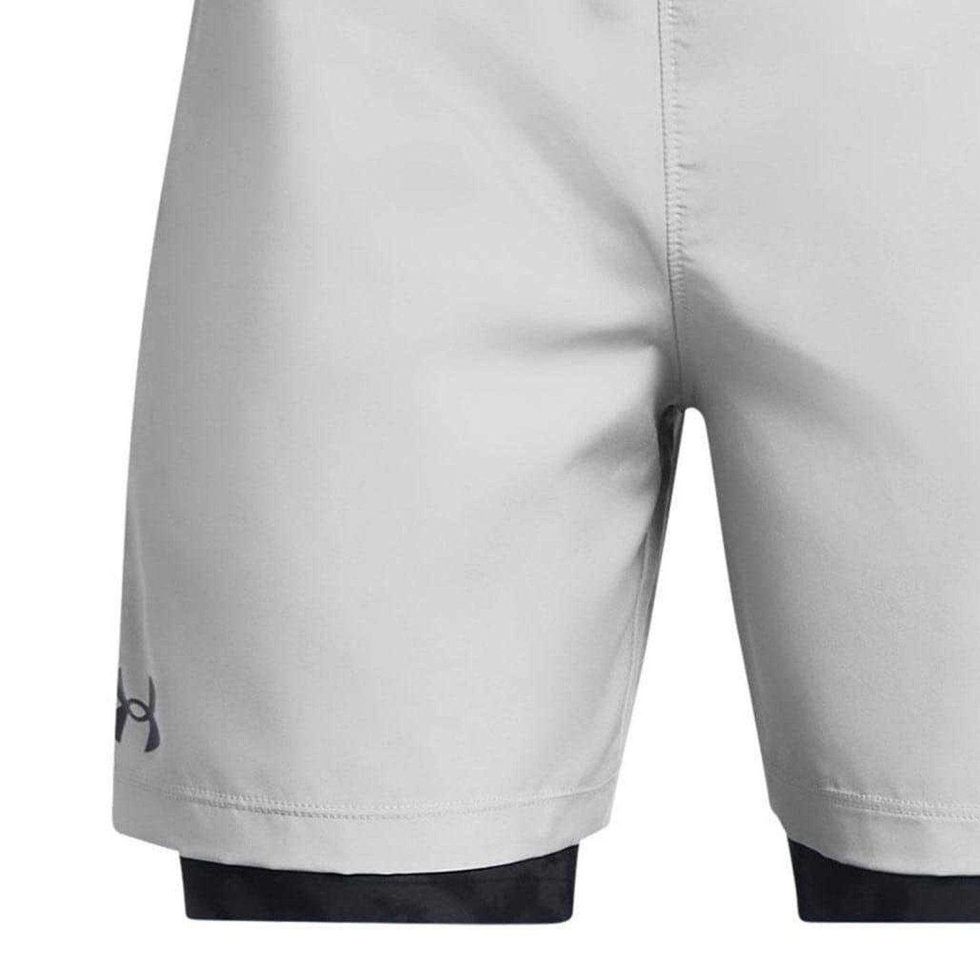 Grey - Side - Under Armour Childrens-Kids Tech 2 in 1 Running Shorts