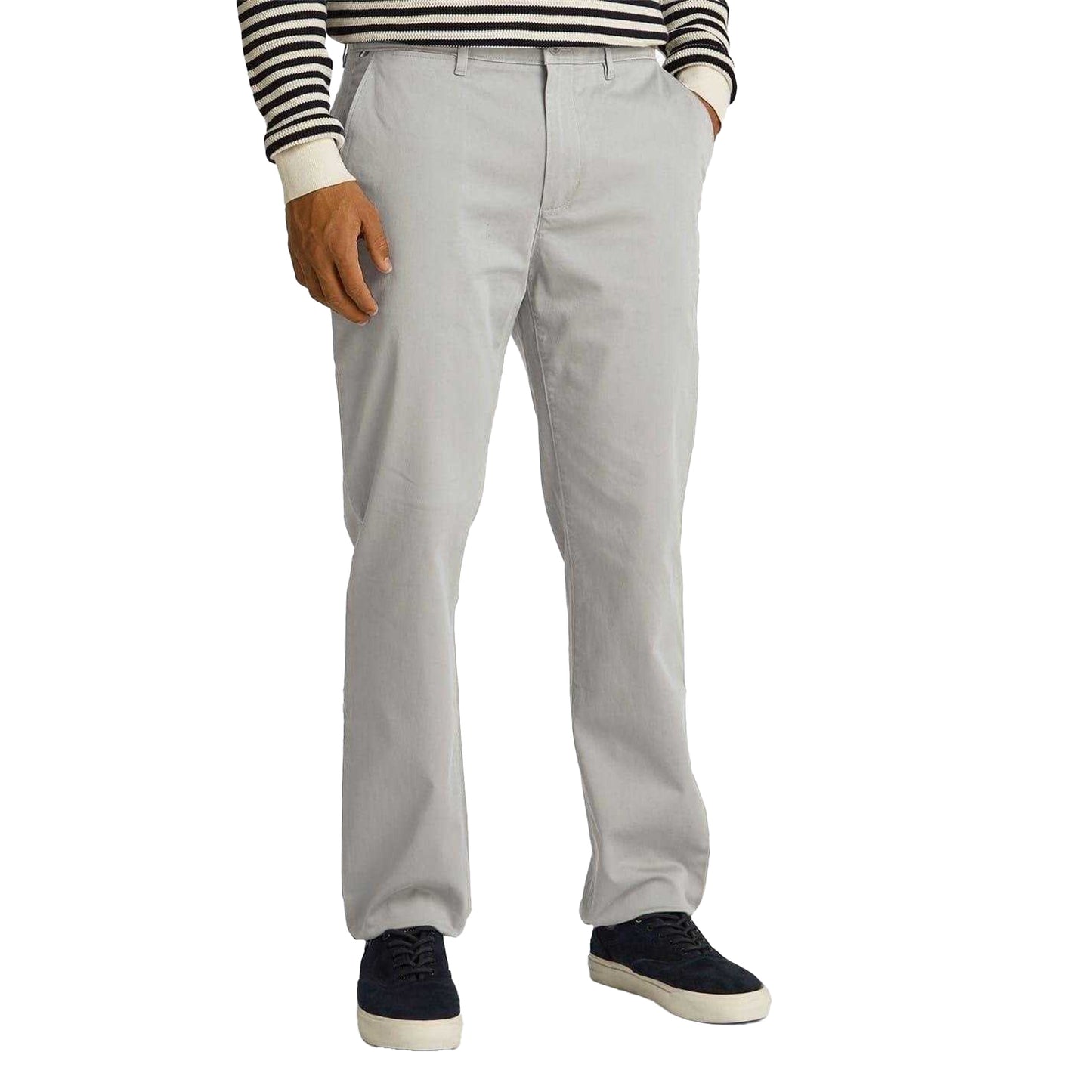 Grey - Side - Tommy Hilfiger Mens Denton Plain Regular Chinos