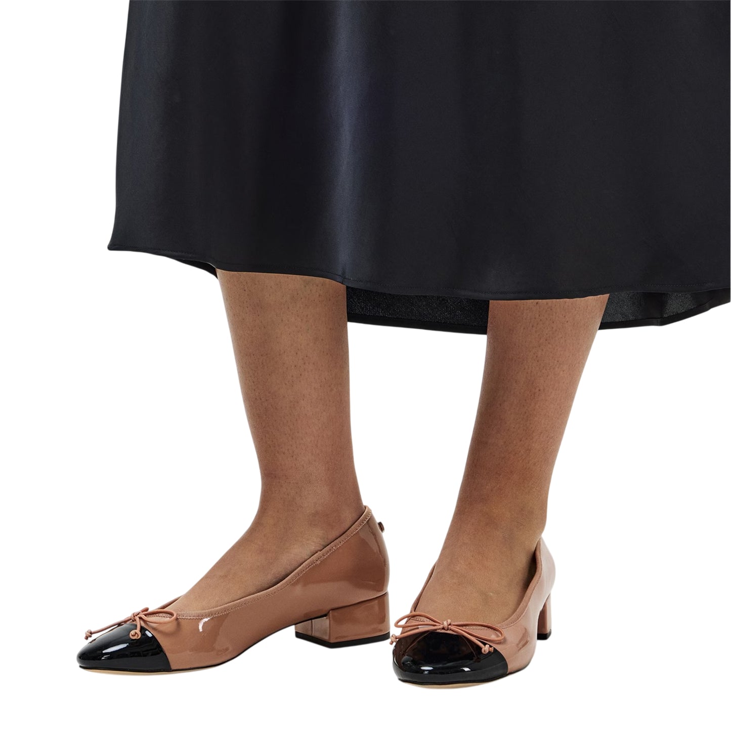 Natural - Side - Steve Madden Womens-Ladies Chershc Patent Leather Block Heel Ballet Flats