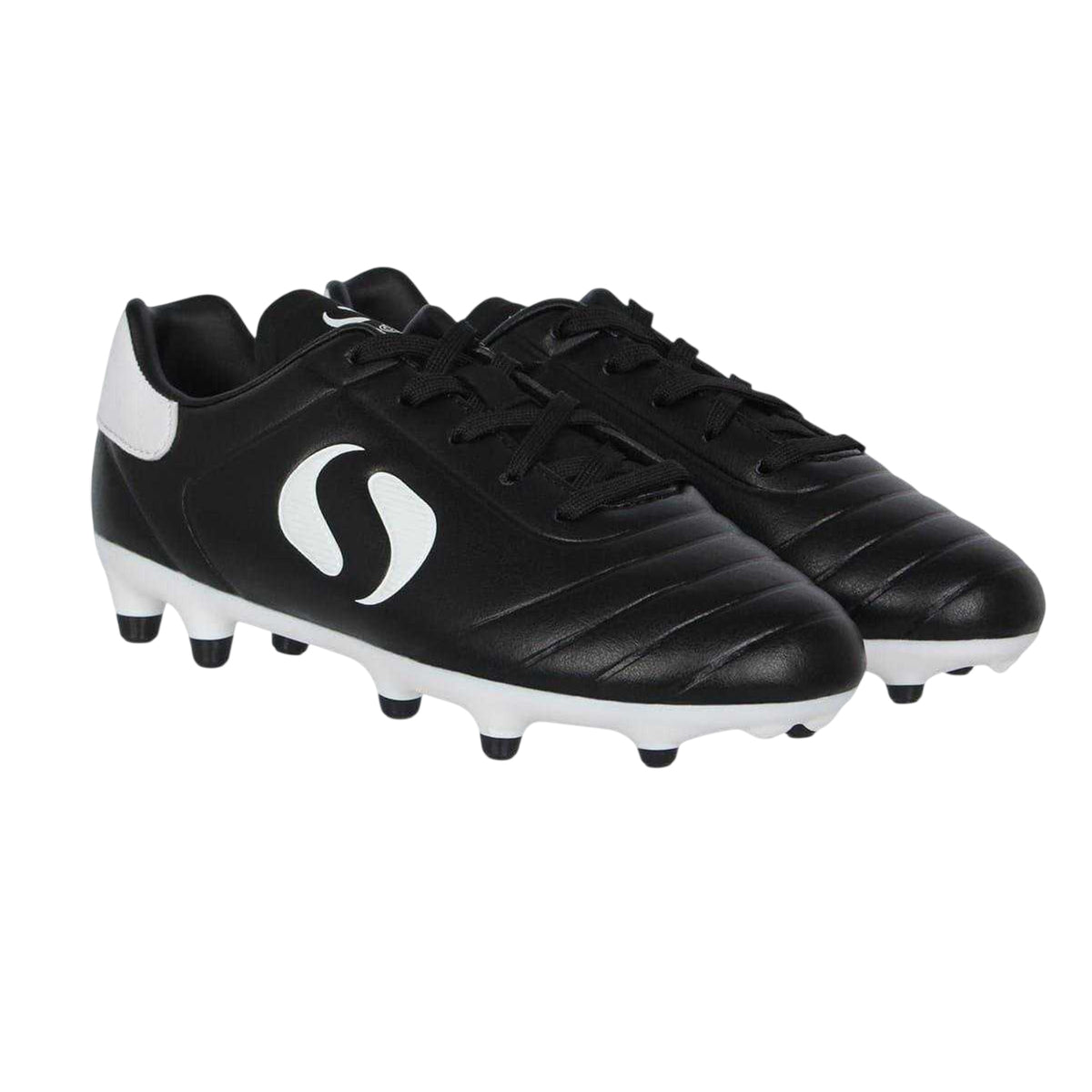 Black-White - Pack Shot - Sondico Childrens-Kids Strike Firm Ground Football Boots