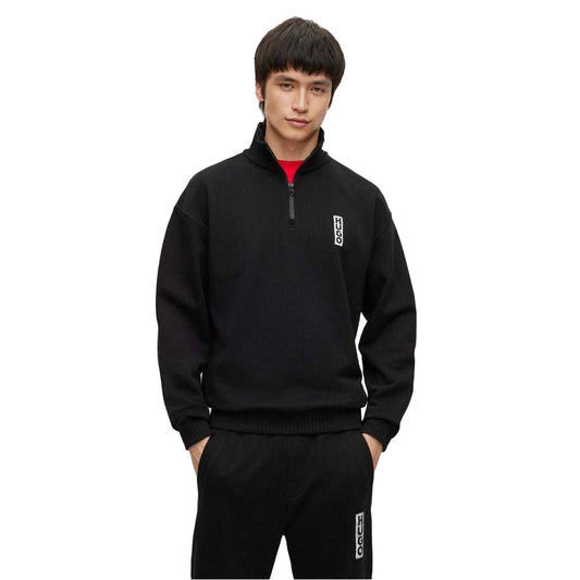 Black - Front - Hugo Boss Mens Dangula Logo Quarter Zip Sweatshirt