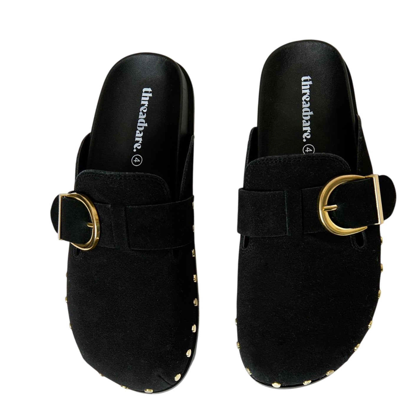 Black - Back - Threadbare Womens-Ladies Urbania Suede Flat Mules