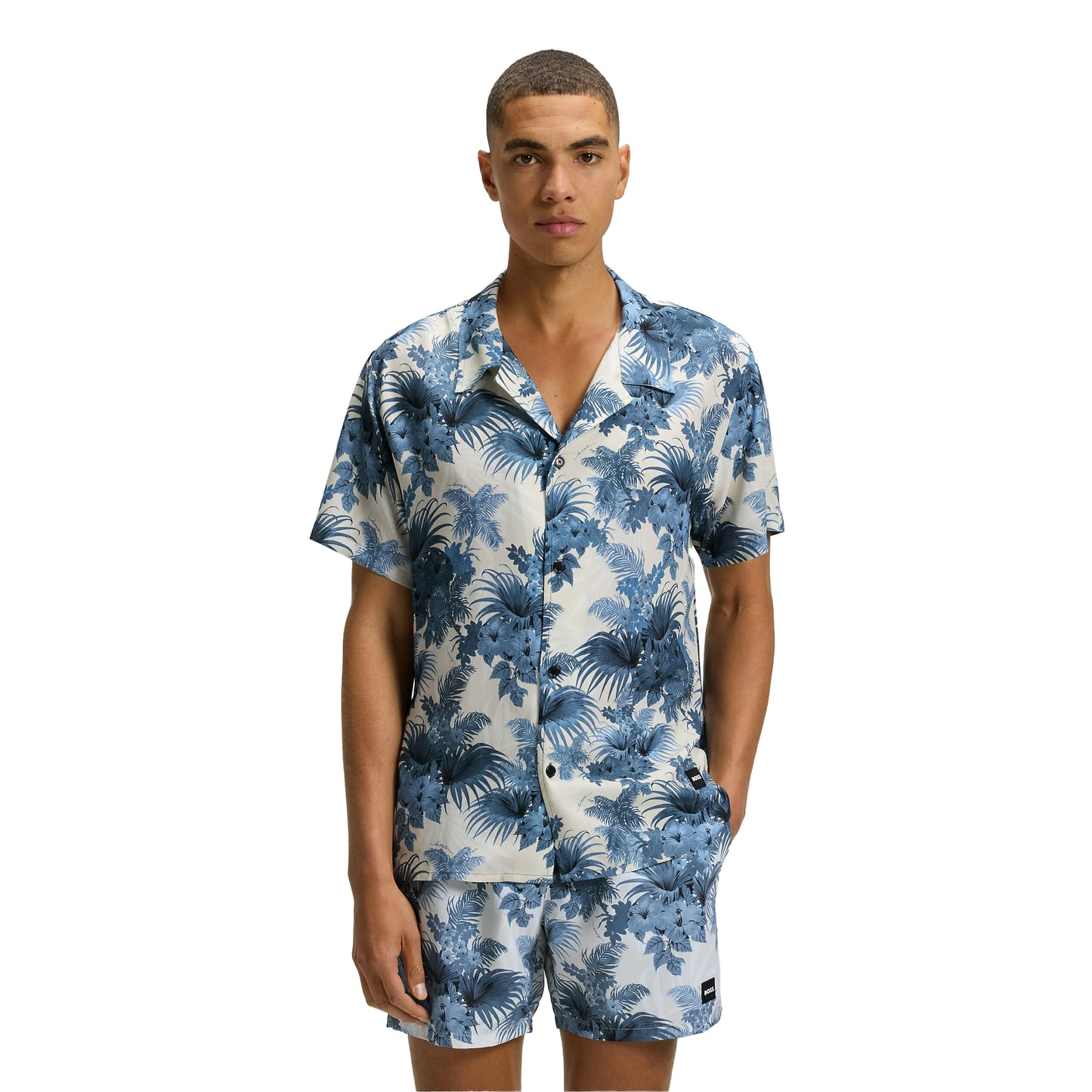 Blue - Lifestyle - Boss Mens Floral Regular Short-Sleeved Shirt