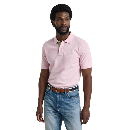 Pink - Front - Gant Mens Contrast Pique Polo Shirt