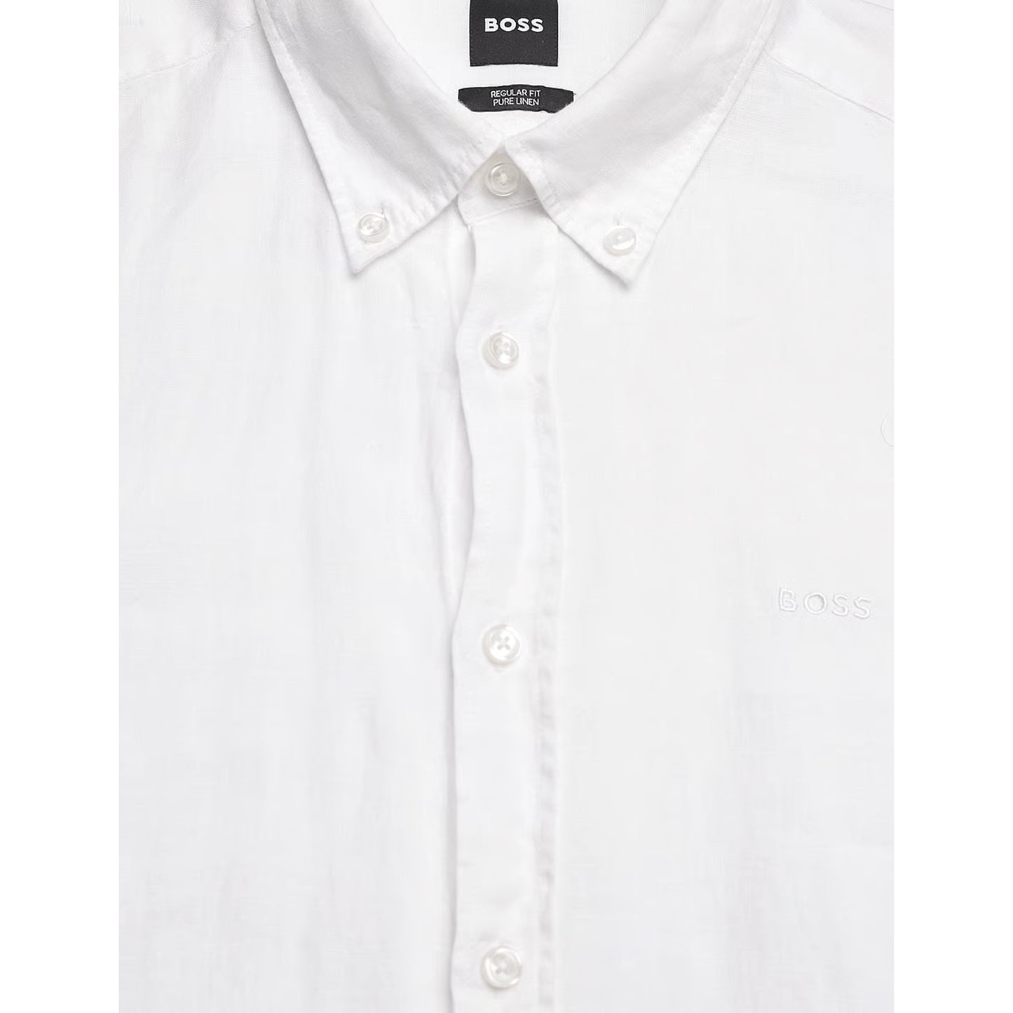White - Side - Boss Mens Liam Point Collar Regular Long-Sleeved Shirt