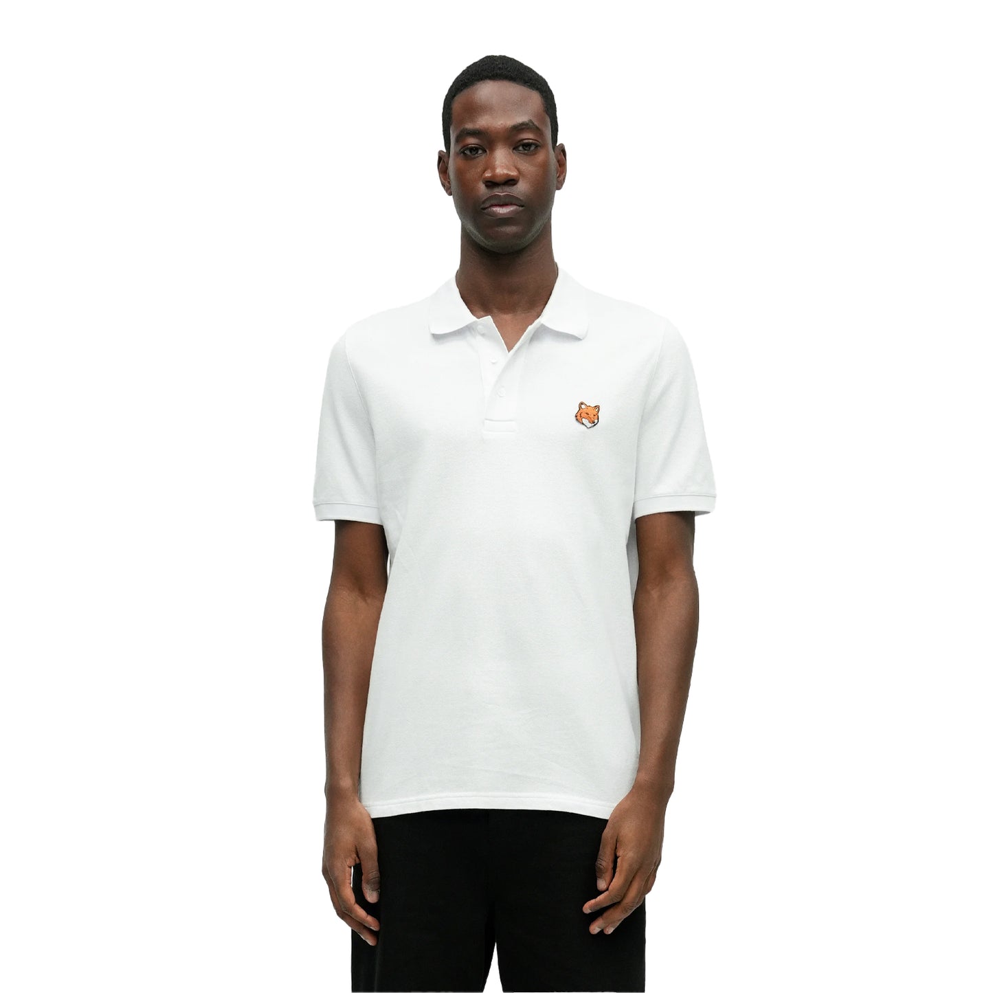 White - Lifestyle - Maison Kitsuné Mens Fox Short-Sleeved Polo Shirt