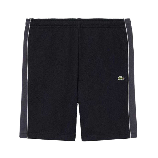 Black - Front - Lacoste Mens Fleece Side Stripe Shorts