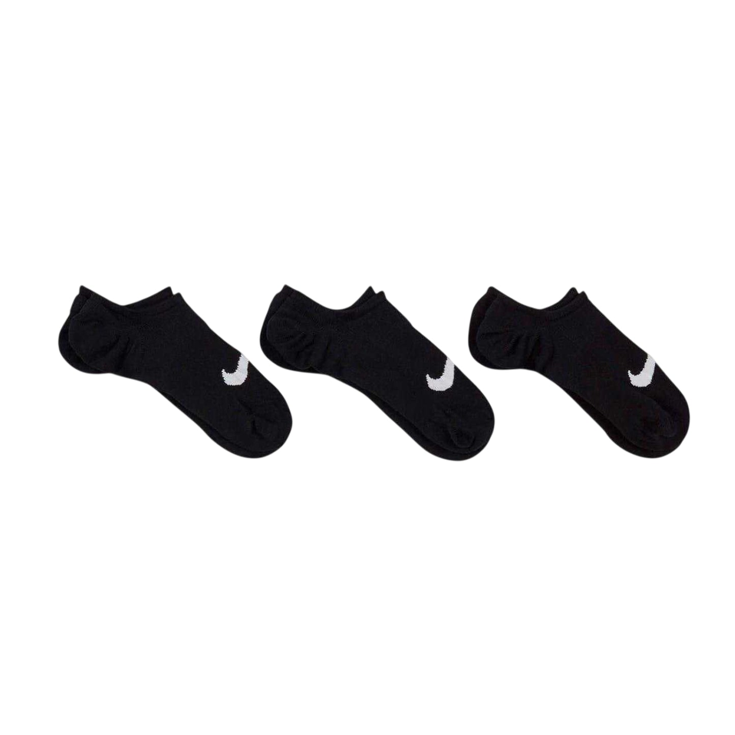 Black-White - Side - Nike Womens-Ladies Everyday Plus Trainer Socks (Pack of 3)