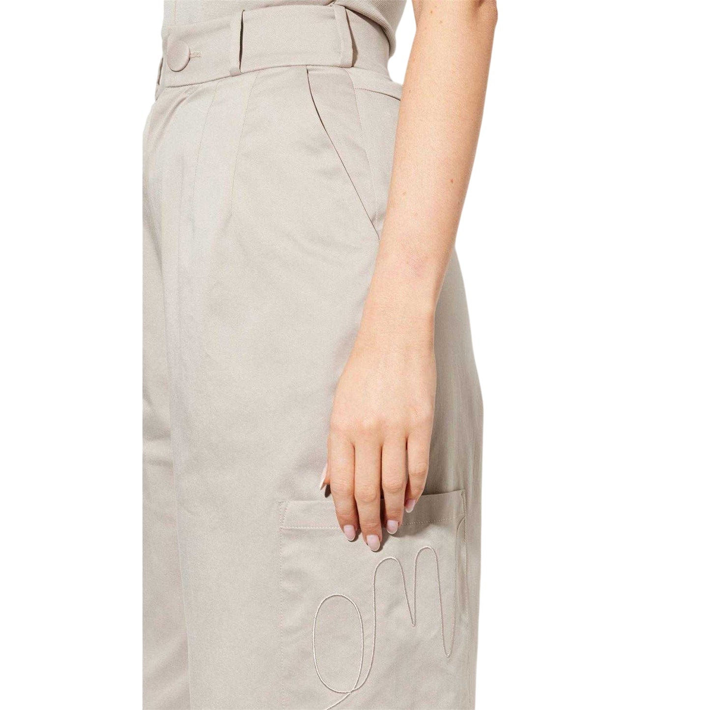 Grey - Side - Odd Muse Womens-Ladies Tailored Cargo Trousers