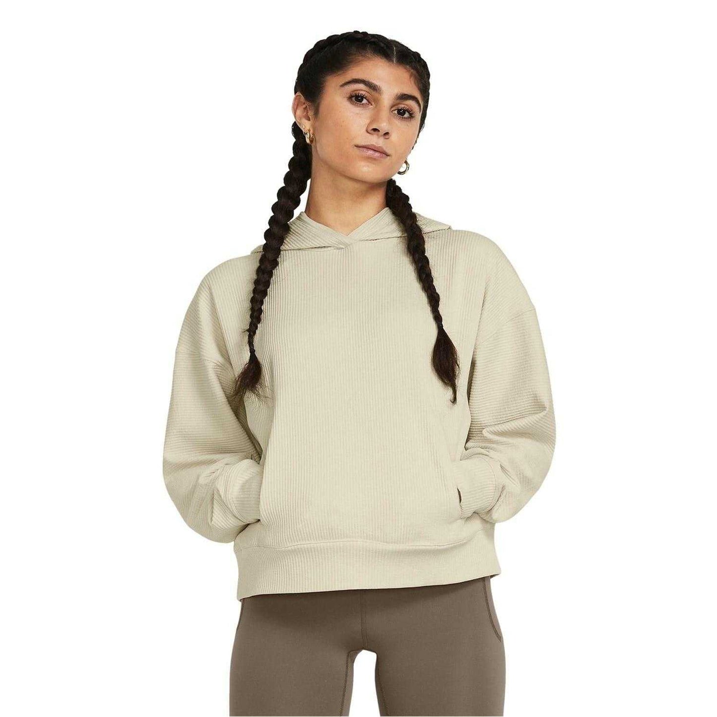 Brown - Side - Under Armour Womens-Ladies Journey Boxy Long-Sleeved Hoodie