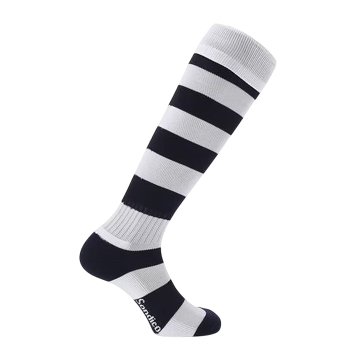 Navy-White - Side - Sondico Childrens-Kids Contrast Striped Football Socks