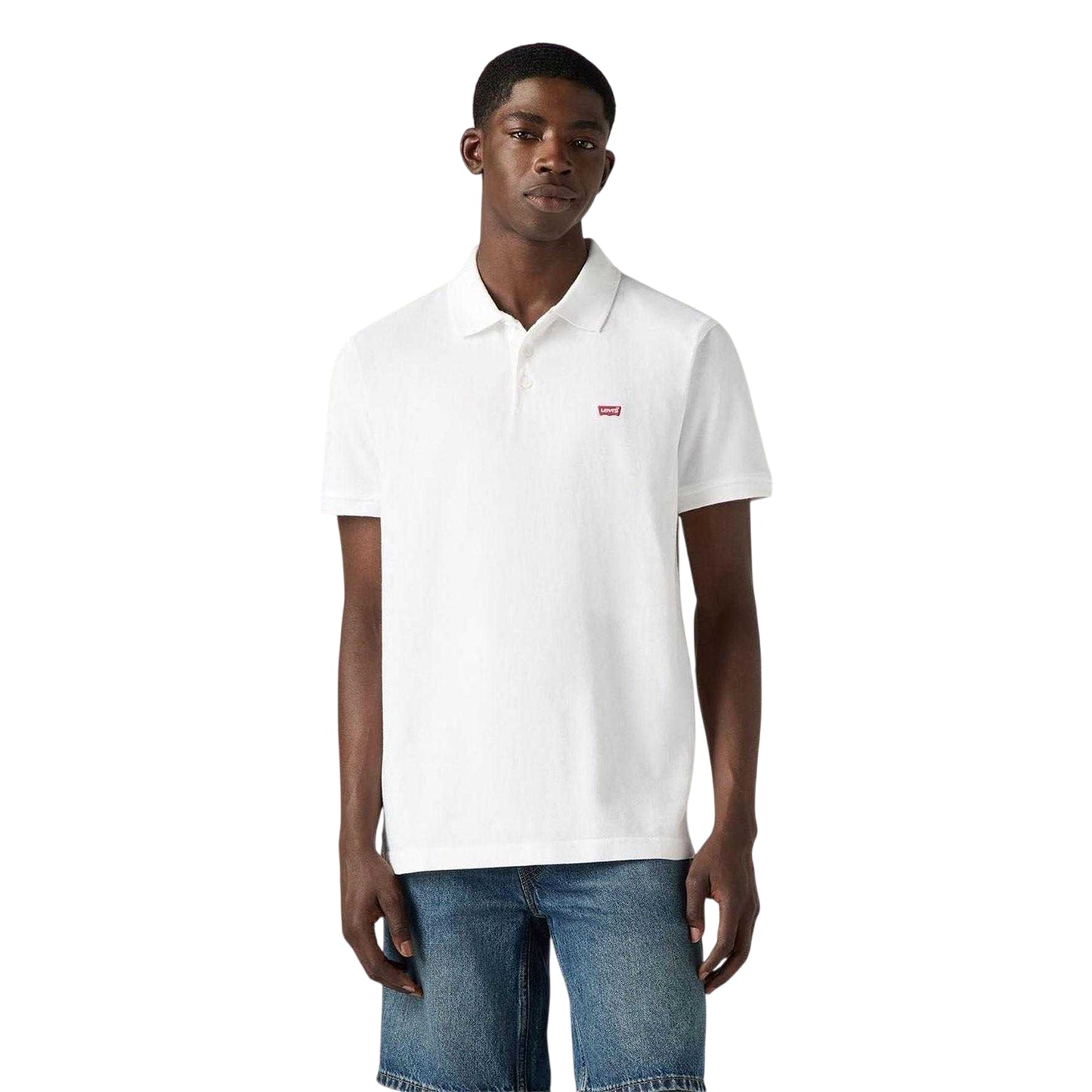 White - Side - Levis Mens Housemark Batwing Logo Polo Shirt