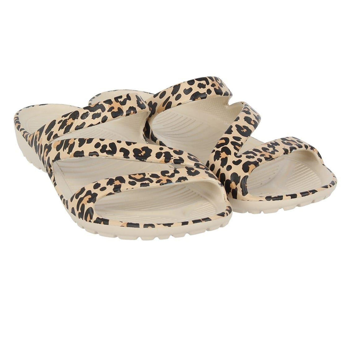 Beige-Black - Pack Shot - Hot Tuna Womens-Ladies Leopard Print Sandals