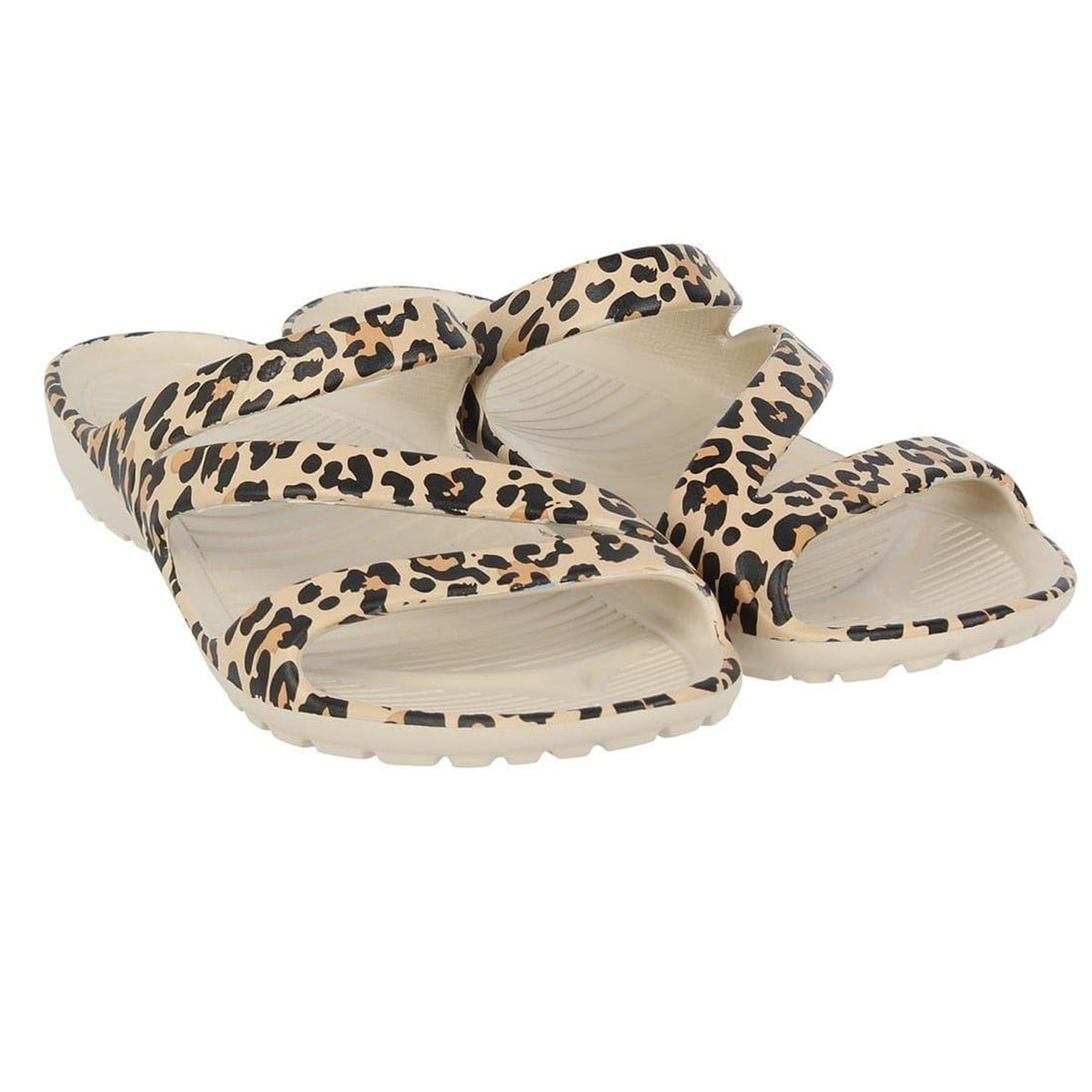 Beige-Black - Pack Shot - Hot Tuna Womens-Ladies Leopard Print Sandals