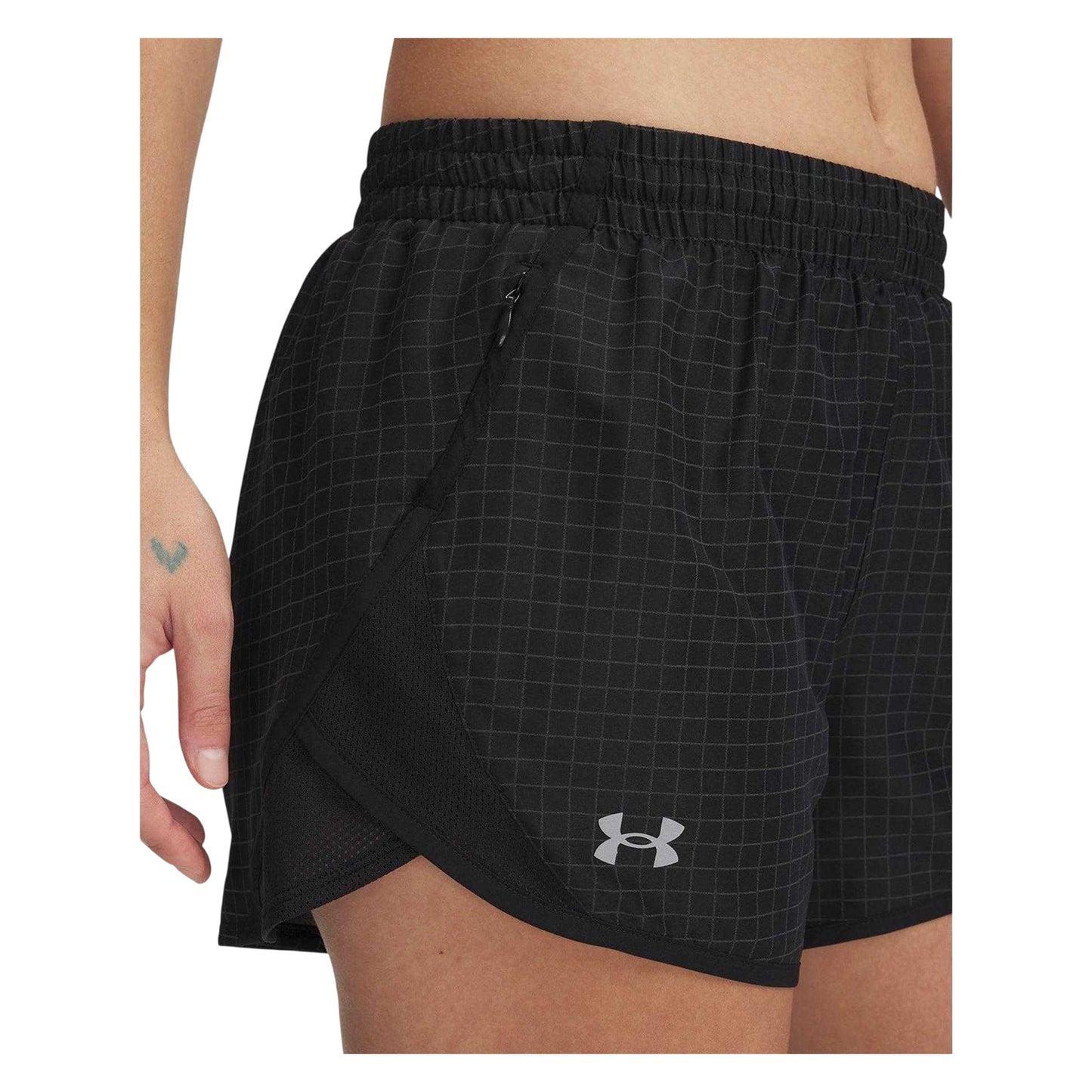 Black - Side - Under Armour Womens-Ladies Fly By Novelty Running Shorts