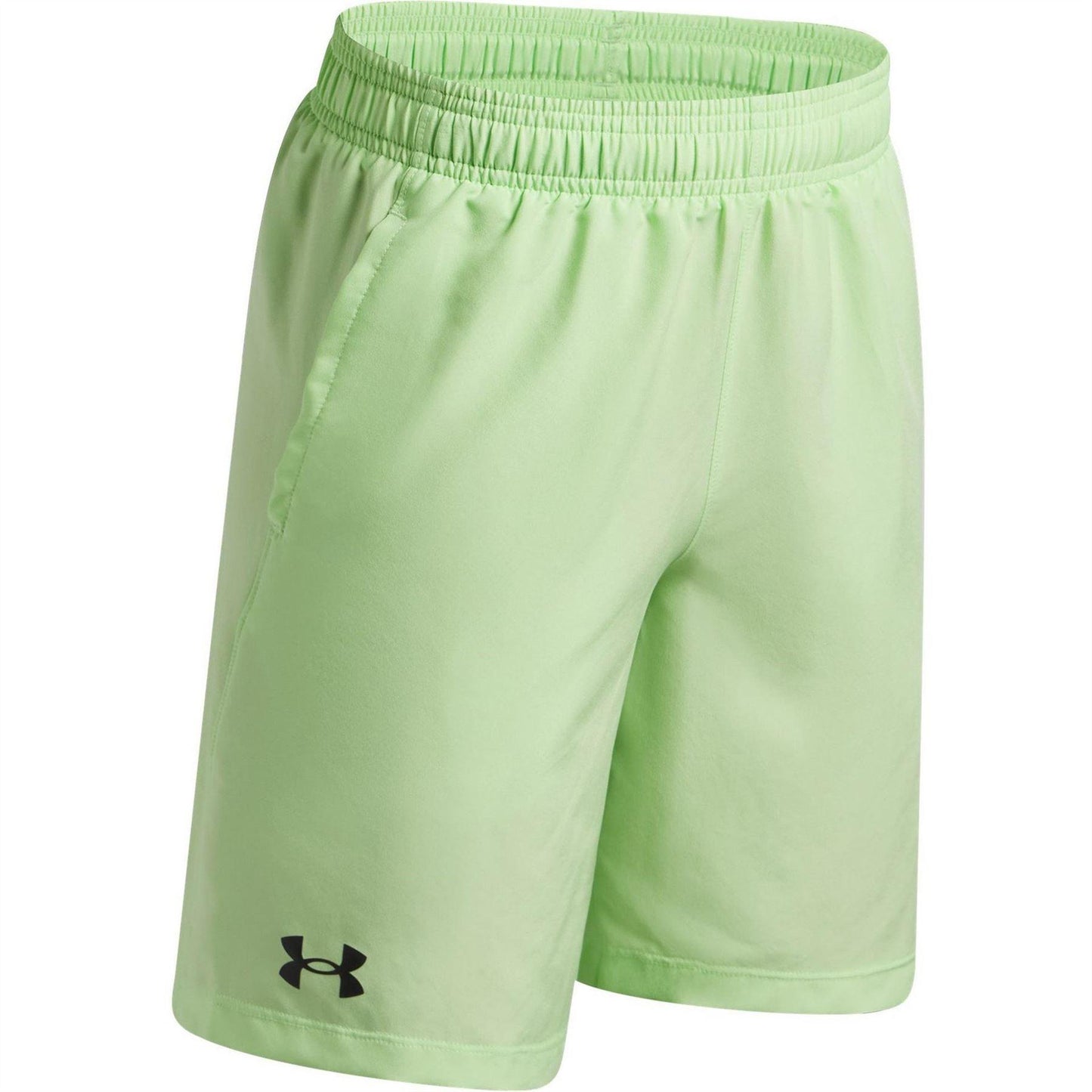 Lime-Black - Side - Under Armour Childrens-Kids Tech Shorts