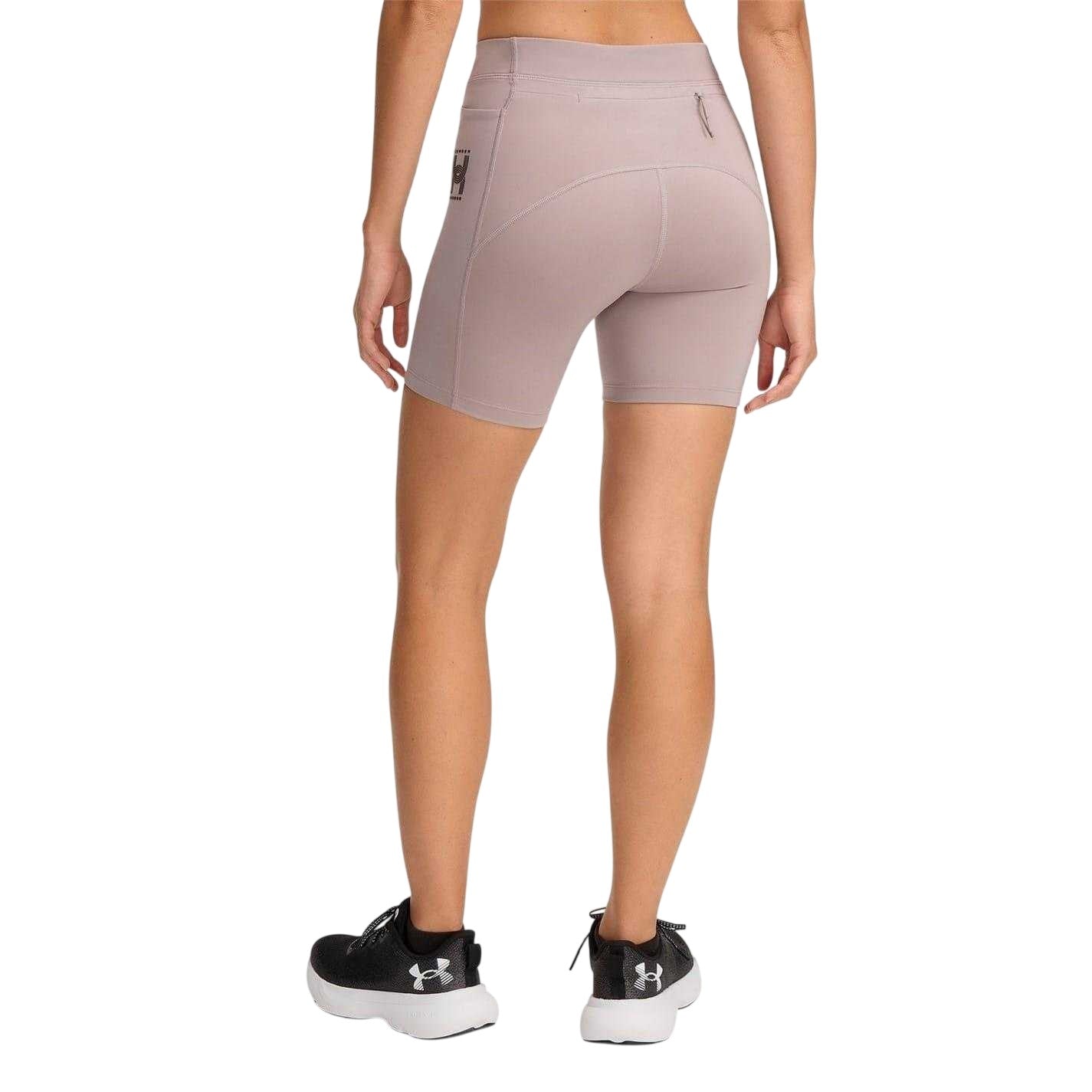 Grey - Pack Shot - Under Armour Womens-Ladies Project Rock Slim Running Shorts