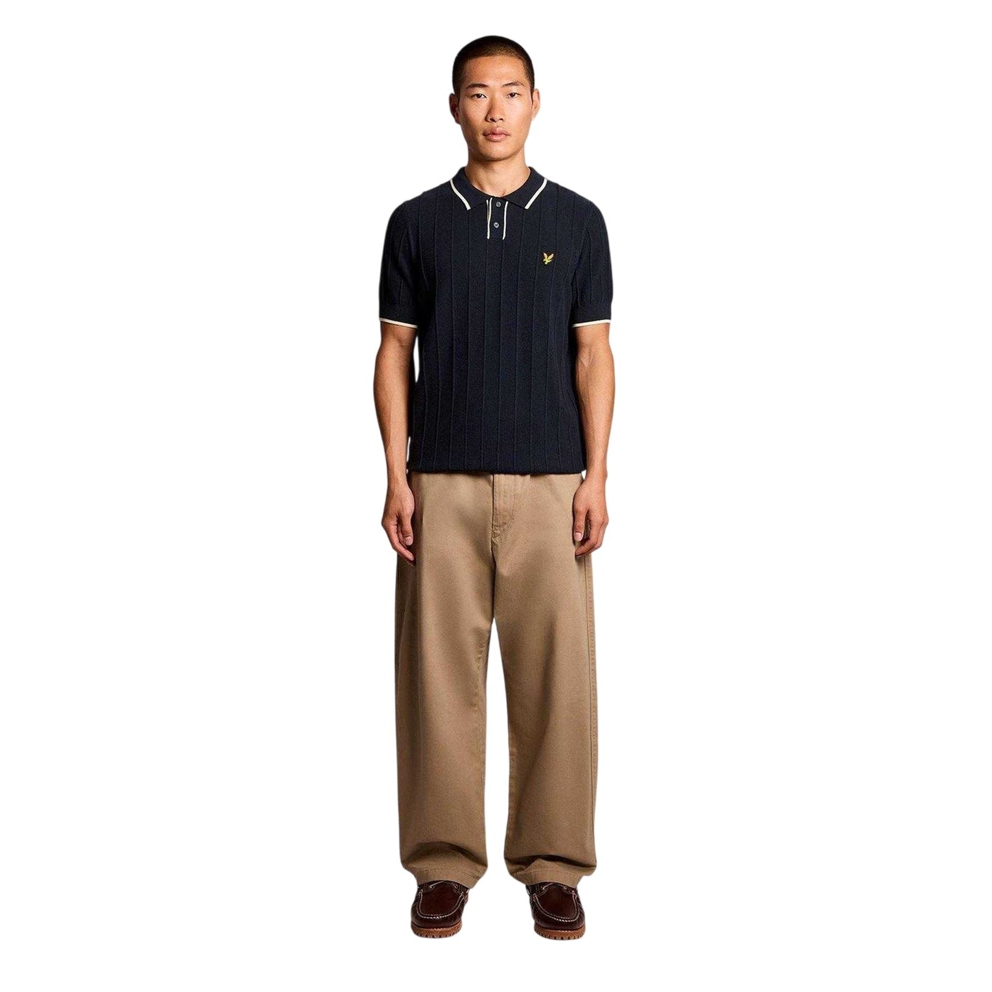 Dark Navy - Pack Shot - Lyle & Scott Mens Pique Knitted Polo Shirt