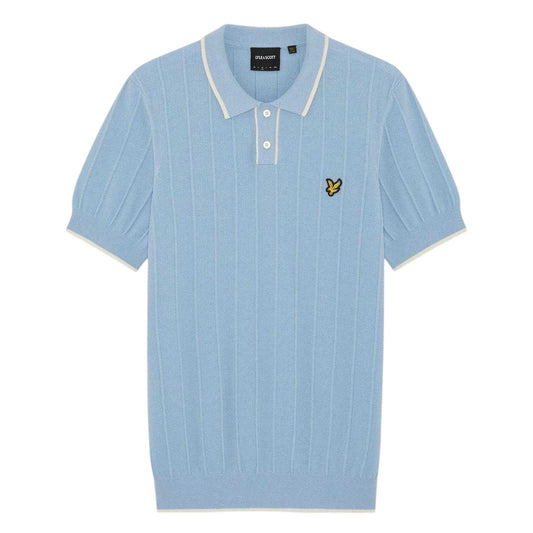 Chalk Blue - Front - Lyle & Scott Mens Pique Knitted Polo Shirt