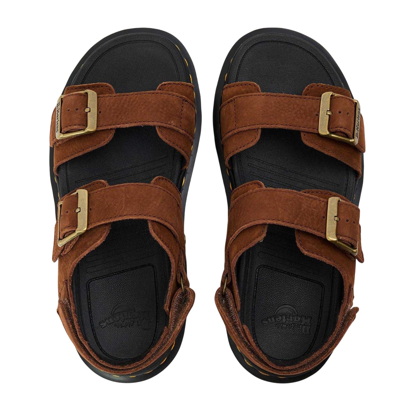 Brown - Side - Dr Martens Womens-Ladies Zebzag Suede Flatform Sandals