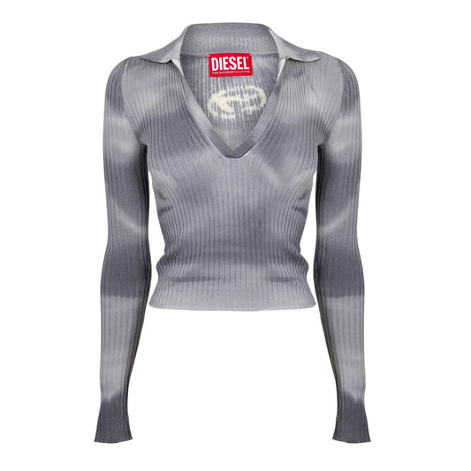 Grey - Front - Diesel Womens-Ladies Tie Dye Long-Sleeved Sweater Top