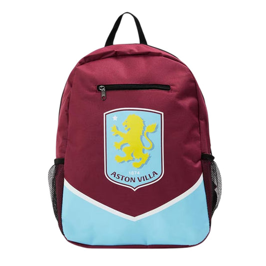 Claret-Sky Blue - Front - Aston Villa FC Crest Football Backpack