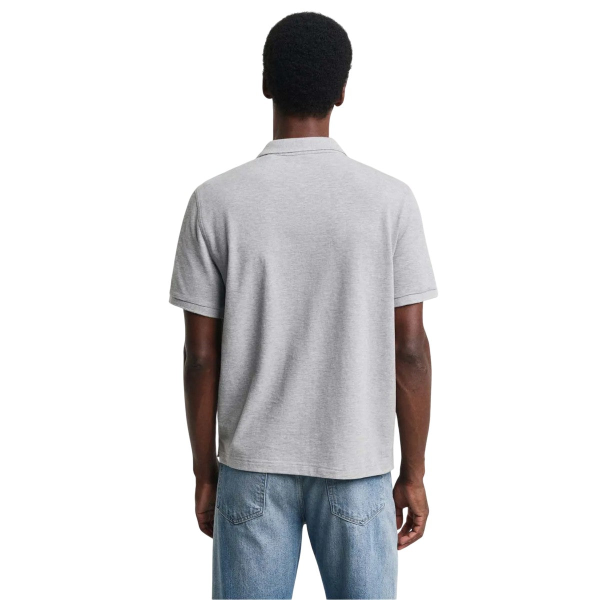 Grey - Back - Gant Mens Shield Polo Shirt