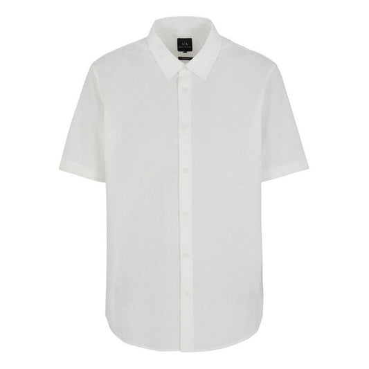 Off White - Front - Armani Exchange Mens Point Collar Regular Shirt