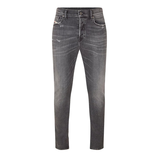 Black-Grey - Front - Diesel Mens Fing Denim Fade Straight Leg Jeans