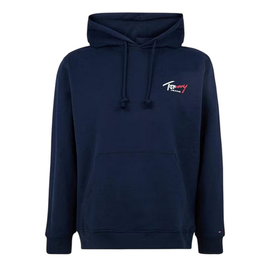 Navy Blue - Front - Tommy Jeans Mens Logo Overhead Hoodie