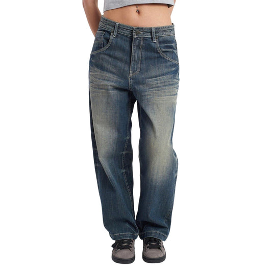 Blue - Front - The Ragged Priest Unisex Adult Rag Bleacher Big Denim Baggy Jeans