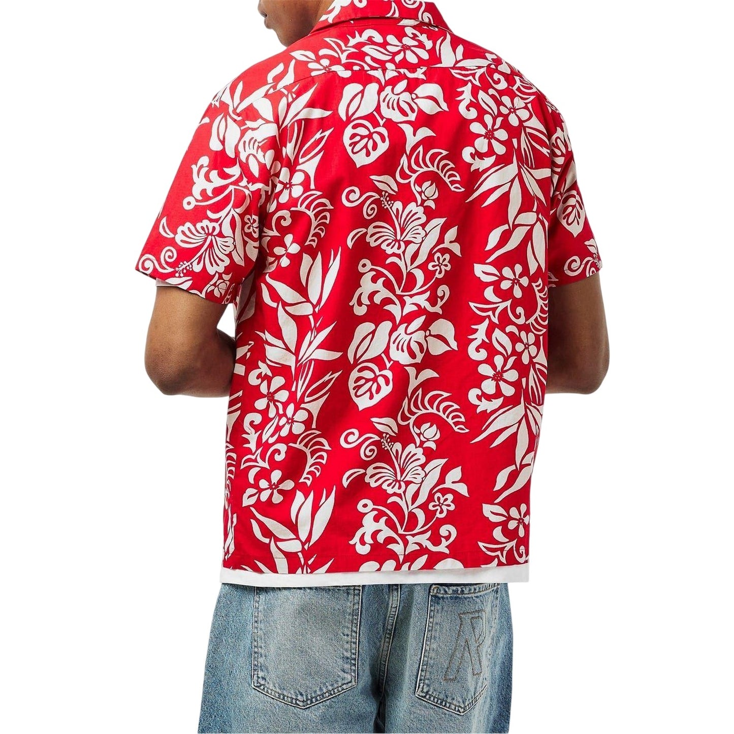 Red Print - Lifestyle - Replay Mens Hawaiian Short-Sleeved Shirt