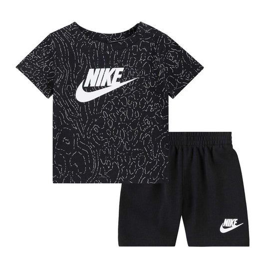 Black - Front - Nike Baby Genie Logo T-Shirt & Shorts Set