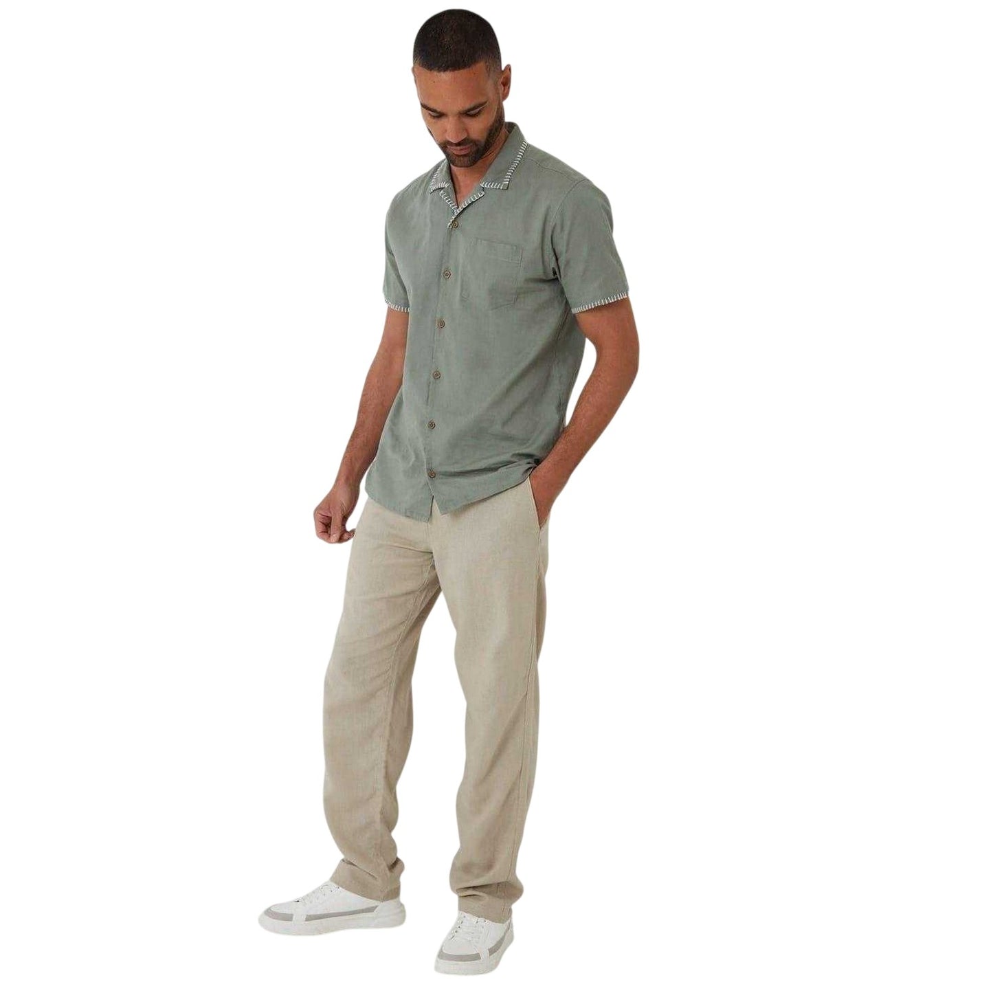 Sage - Lifestyle - Threadbare Mens Burnley Short-Sleeved Shirt