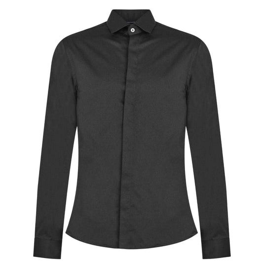 Black - Front - Without Prejudice Mens Sateen Skinny Shirt