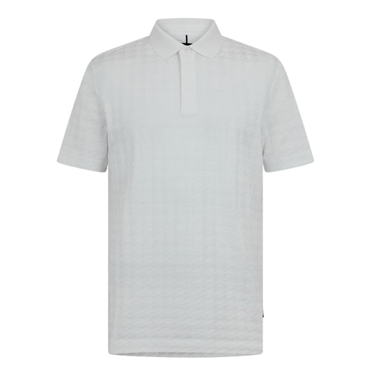 White - Front - Boss Mens Porsche Houndstooth Collared Short-Sleeved Polo Shirt