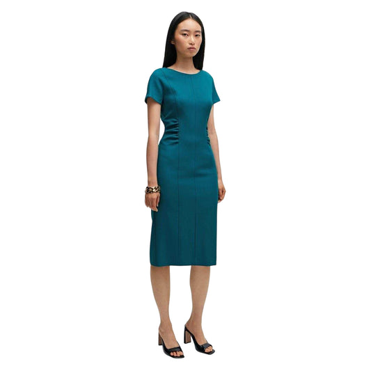Green - Front - Boss Womens-Ladies Crew Neck Short-Sleeved Midi Dress