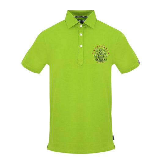Lime - Front - Aquascutum Mens Union Jack Logo Short-Sleeved Polo Shirt