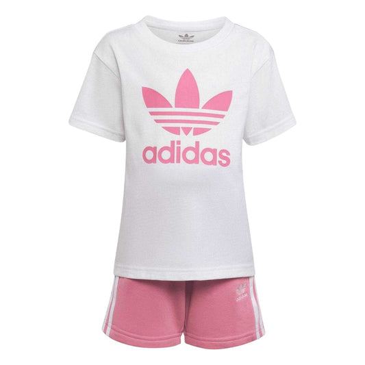 Rose - Front - Adidas Childrens-Kids Adicolor T-Shirt & Shorts Set