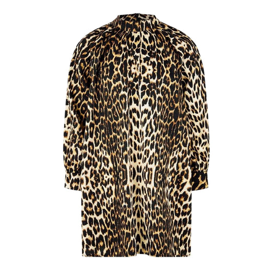 Brown-Black - Front - Biba Girls Leopard Print Balloon Sleeve Dress