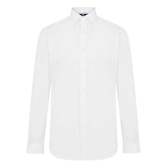 White - Front - Haines and Bonner Mens Poplin Collared Slim Long-Sleeved Shirt
